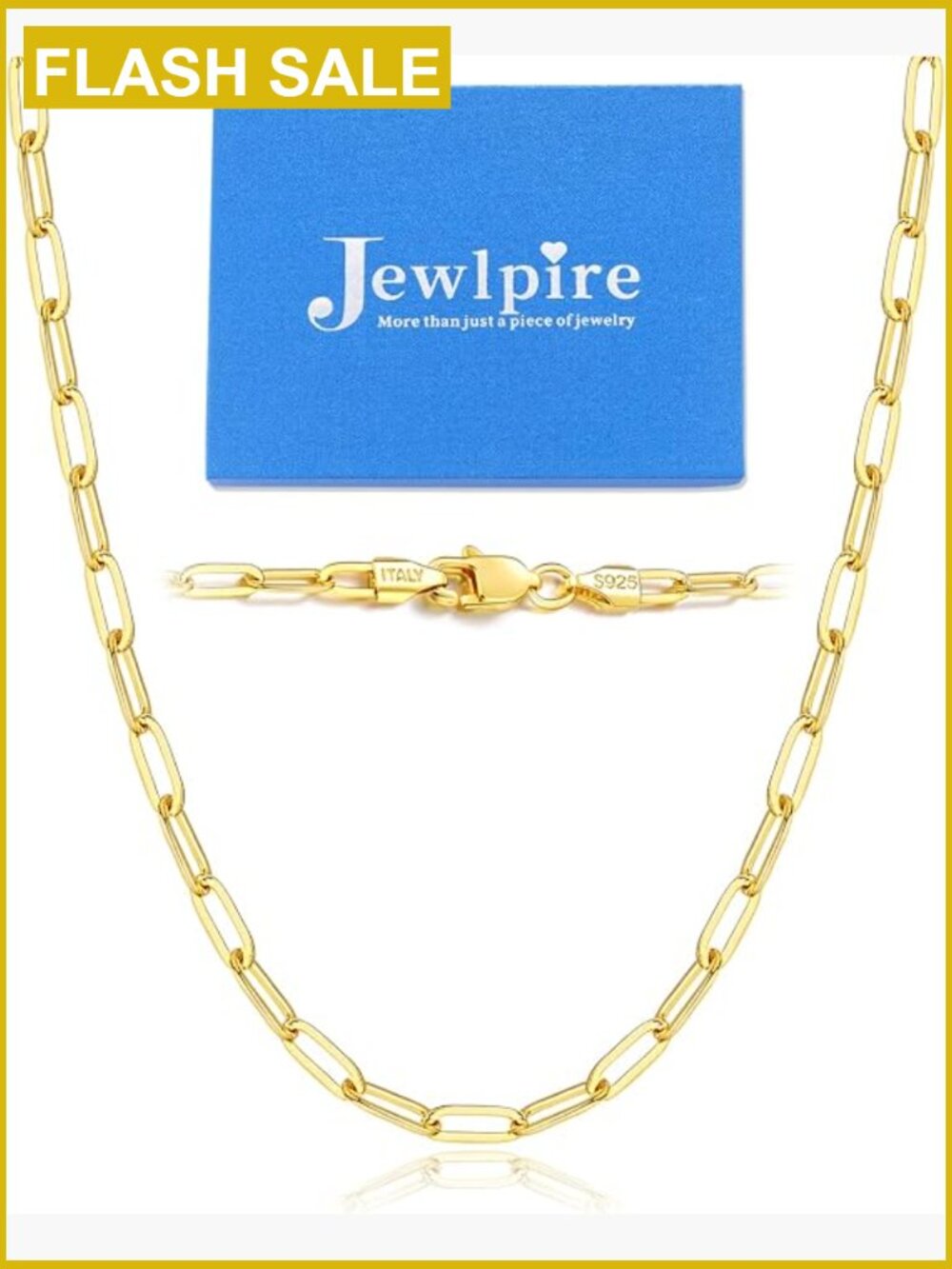 14K Gold Plated Paperclip Chain Necklace 16-26 Inch